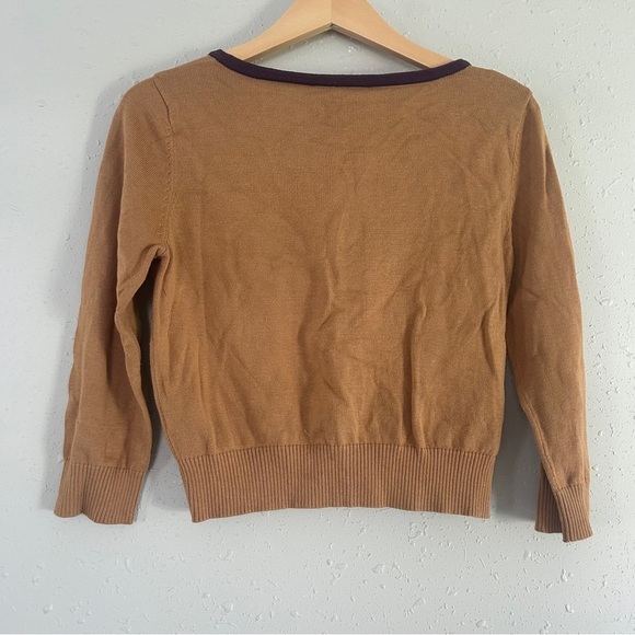 Knitted Dove Tan Floral Embroidered Cardigan Sweater Casual Neutral Medium - Picture 5 of 7